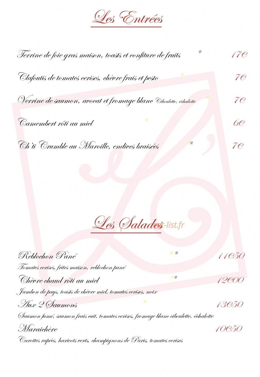 L'instant — carte page 1