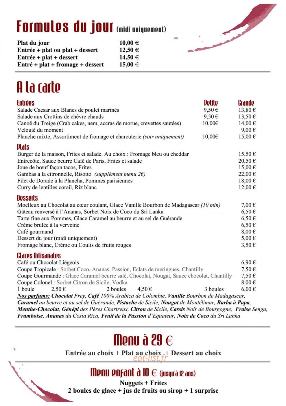 Le Bistrot du Treige — carte page 2