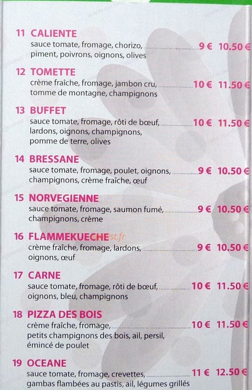 Pizza du Treige — carte page 2