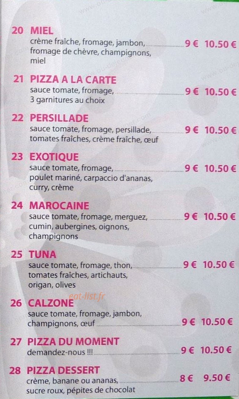 Pizza du Treige — carte page 3