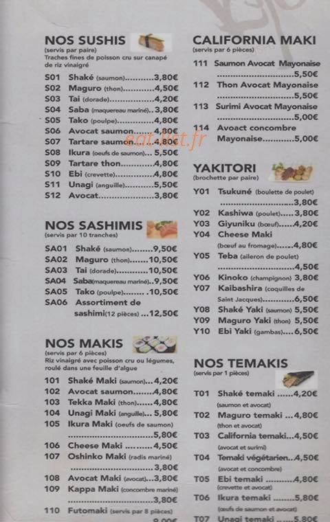 Sushi Kyo — carte page 4