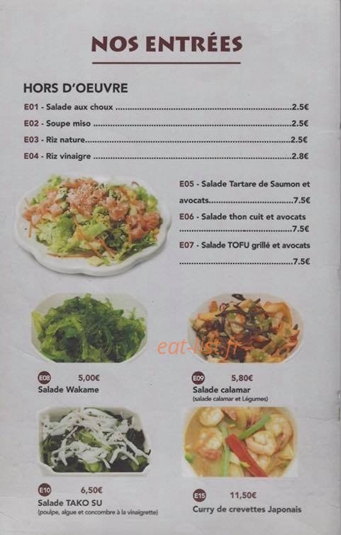 Sushi Kyo — carte page 1