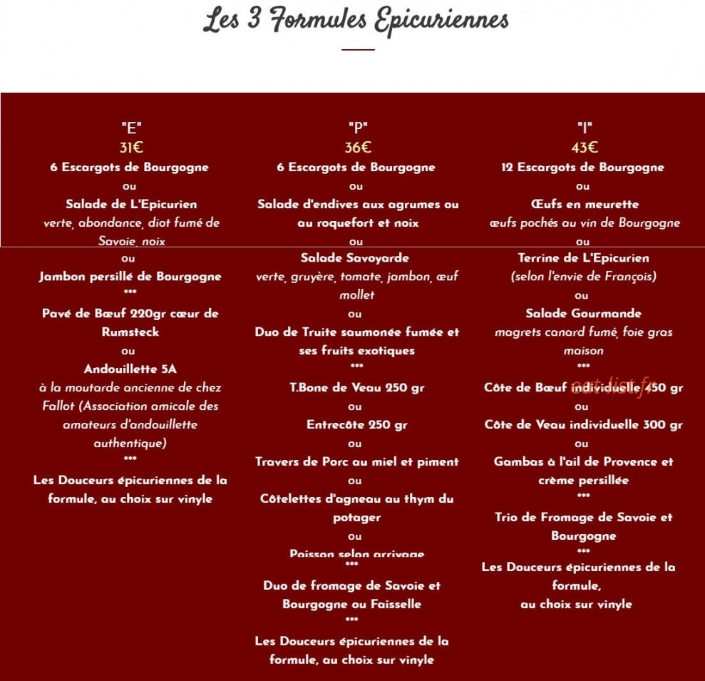 L'epicurien — carte page 3