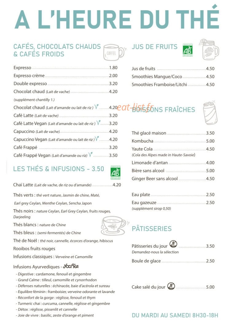 A l'heure du thé — carte page 1