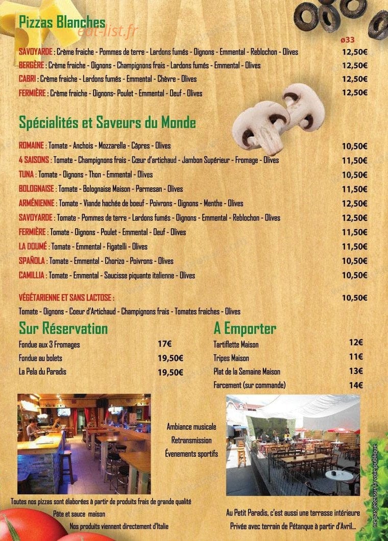 Au Petit Paradis — carte page 2