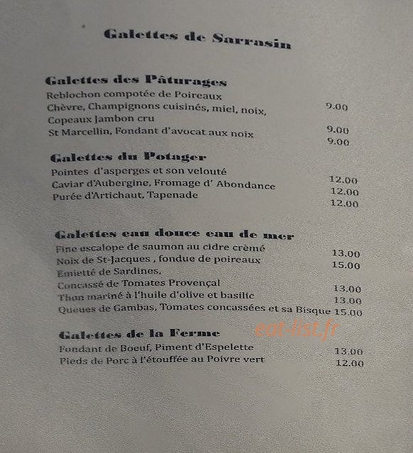La Fontaine Gourmande — carte page 1