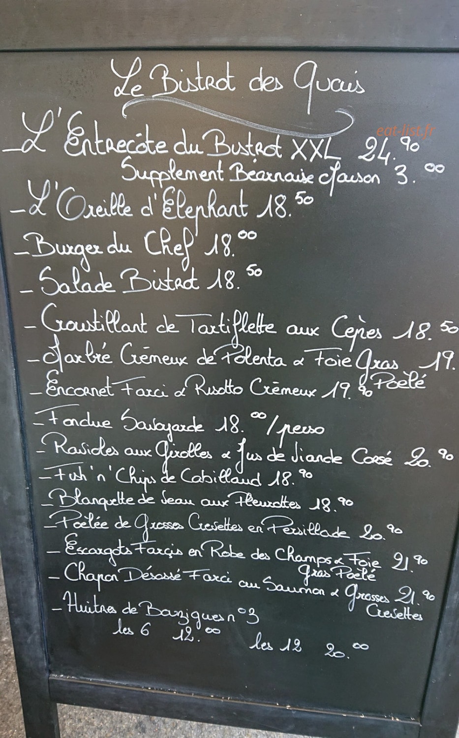 Le Bistrot des Quais — carte page 1