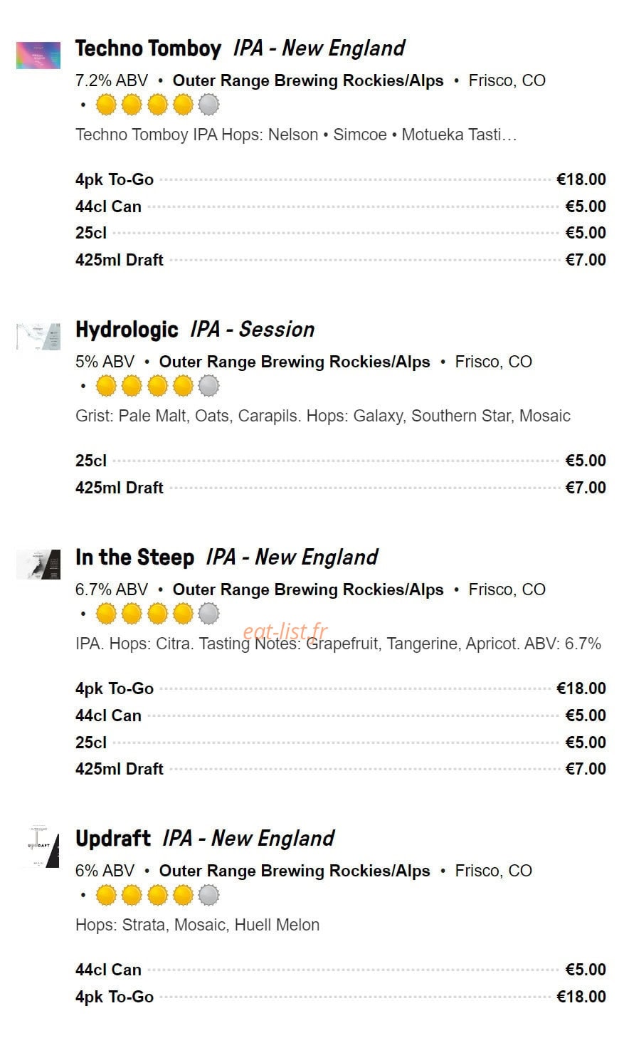 Outer Range Brewing Co — carte page 3