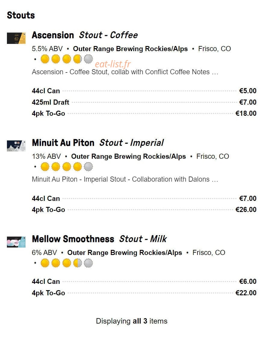 Outer Range Brewing Co — carte page 9