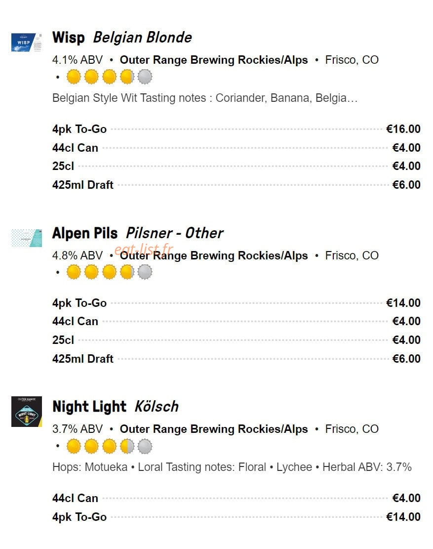 Outer Range Brewing Co — carte page 7