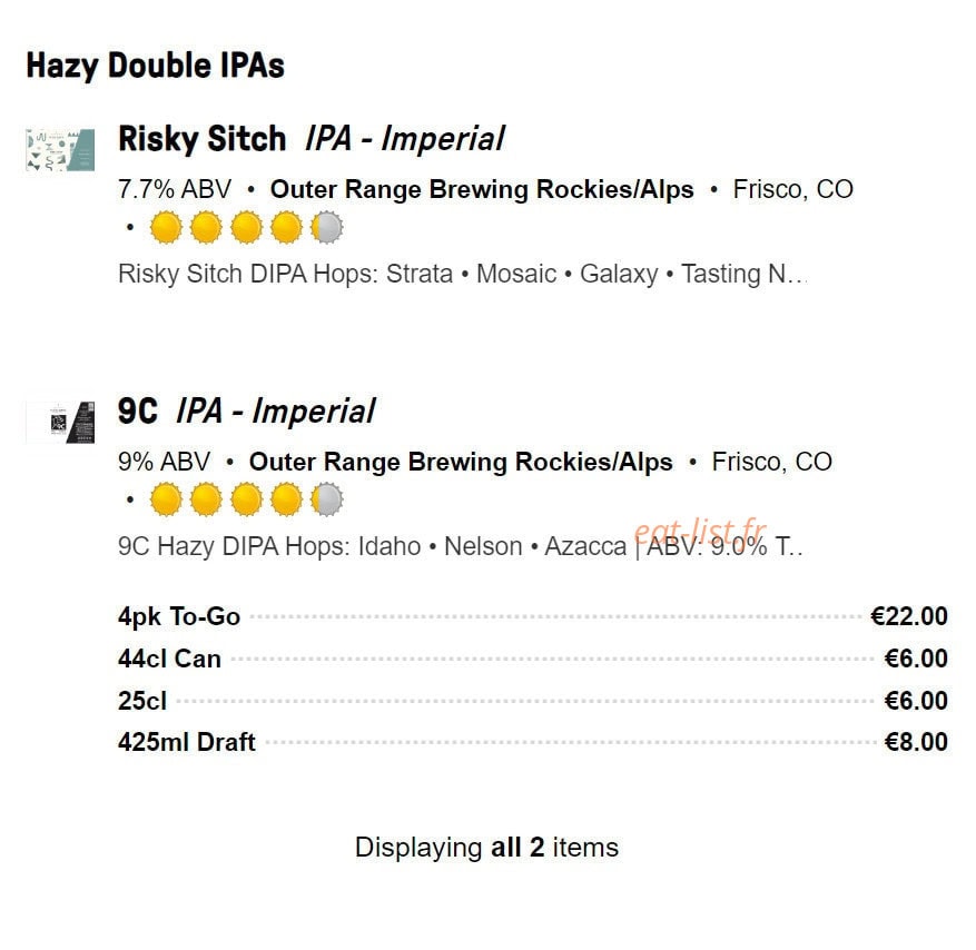 Outer Range Brewing Co — carte page 4