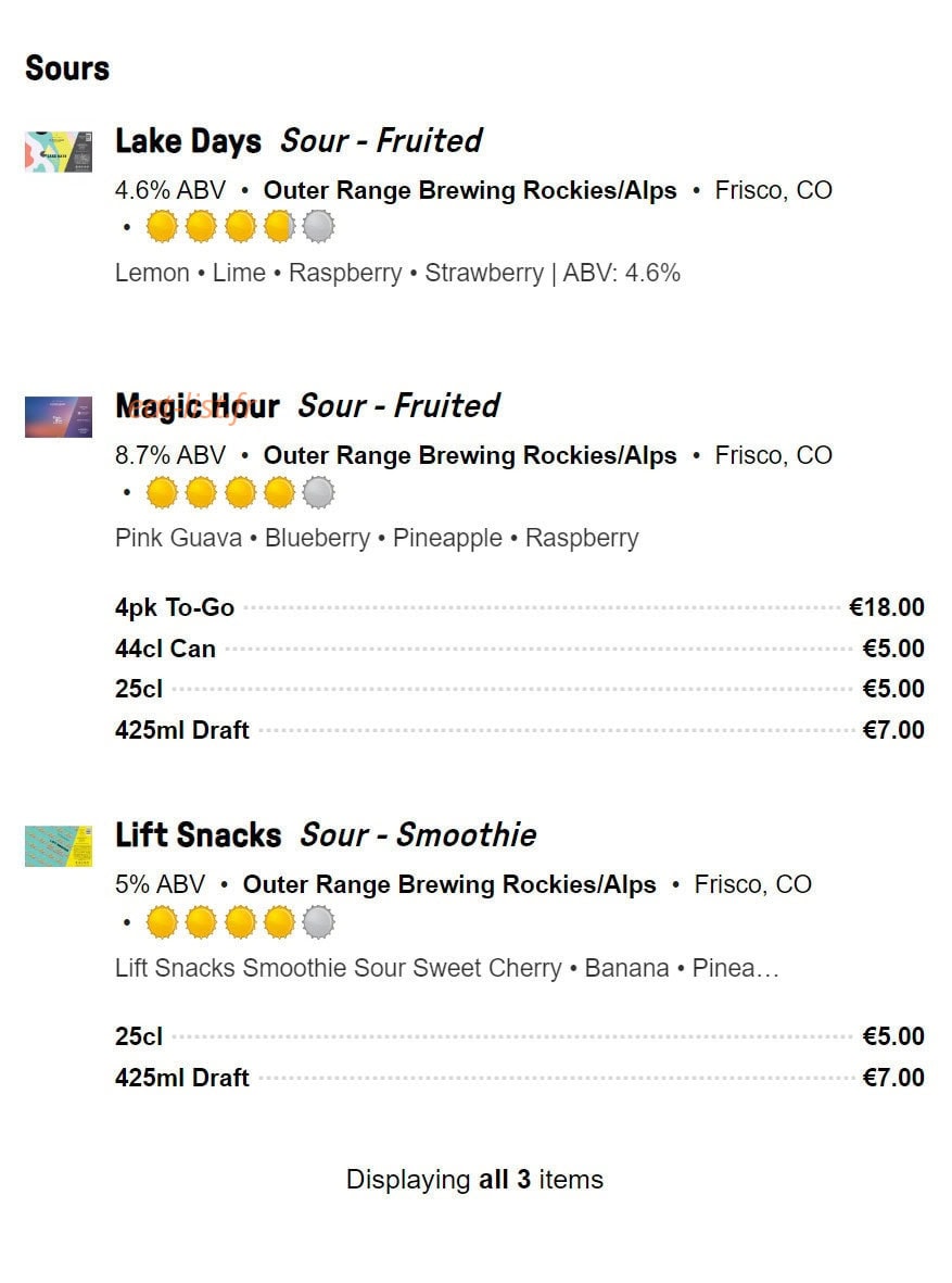 Outer Range Brewing Co — carte page 10