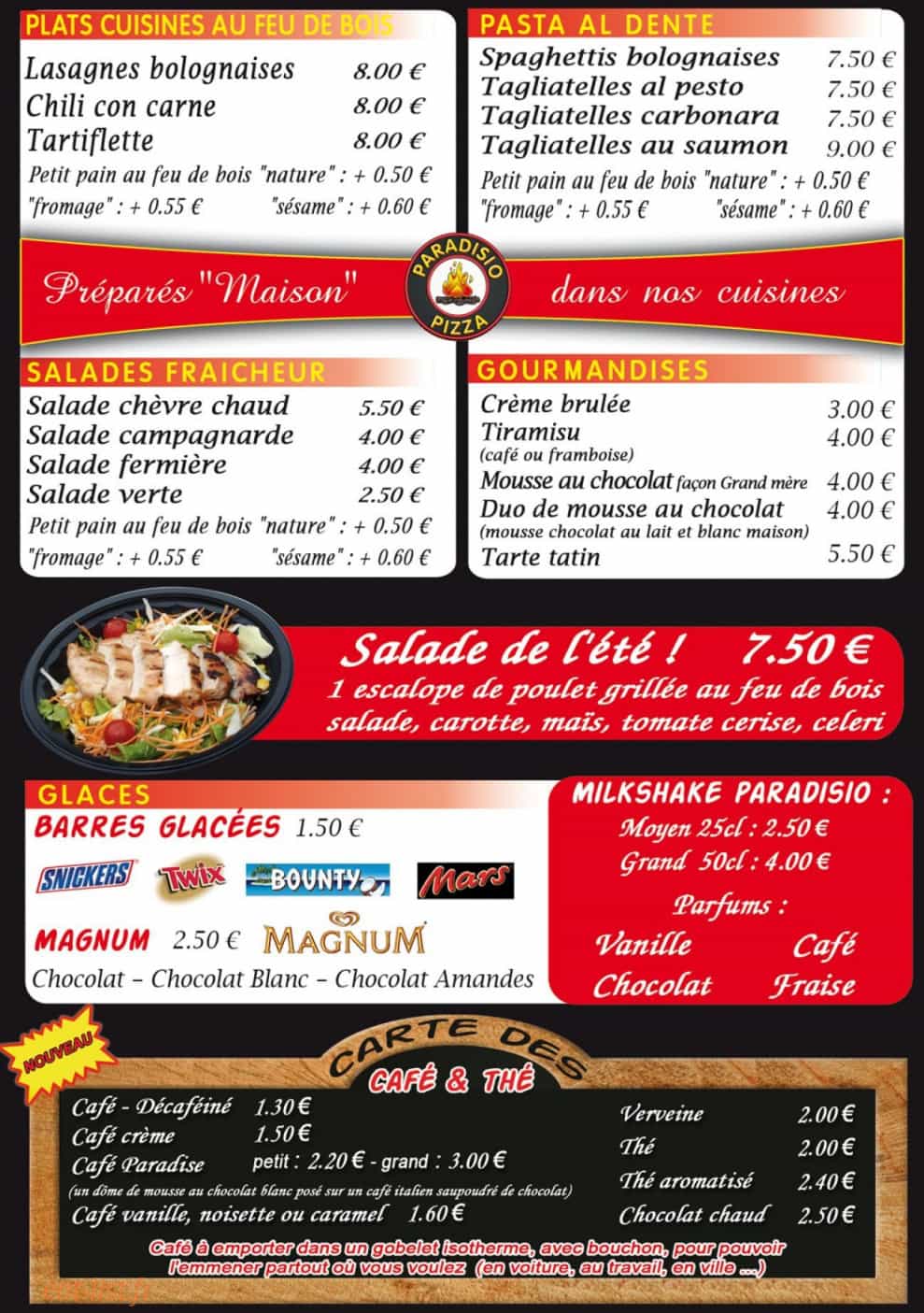Paradisio Pizza — carte page 4