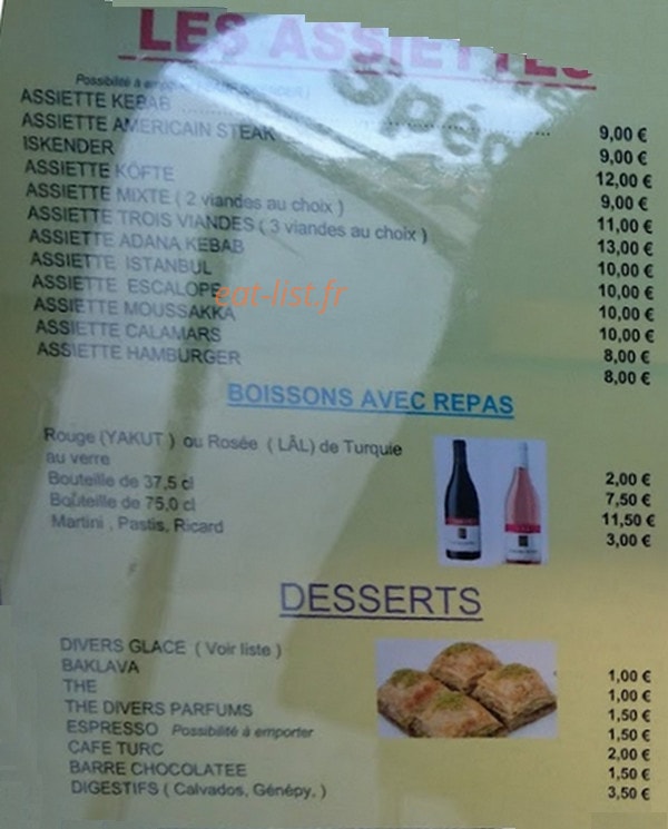 Restaurant Istanbul — carte page 1