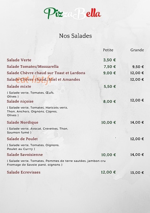 Pizza Bella — carte page 4