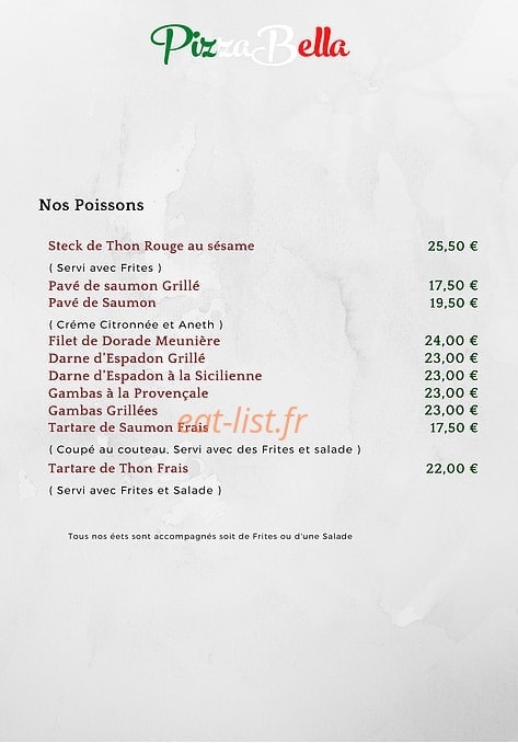 Pizza Bella — carte page 7