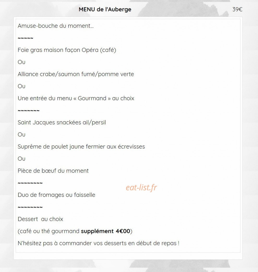 L'auberge d'Arenthon Chez Lisa — carte page 2