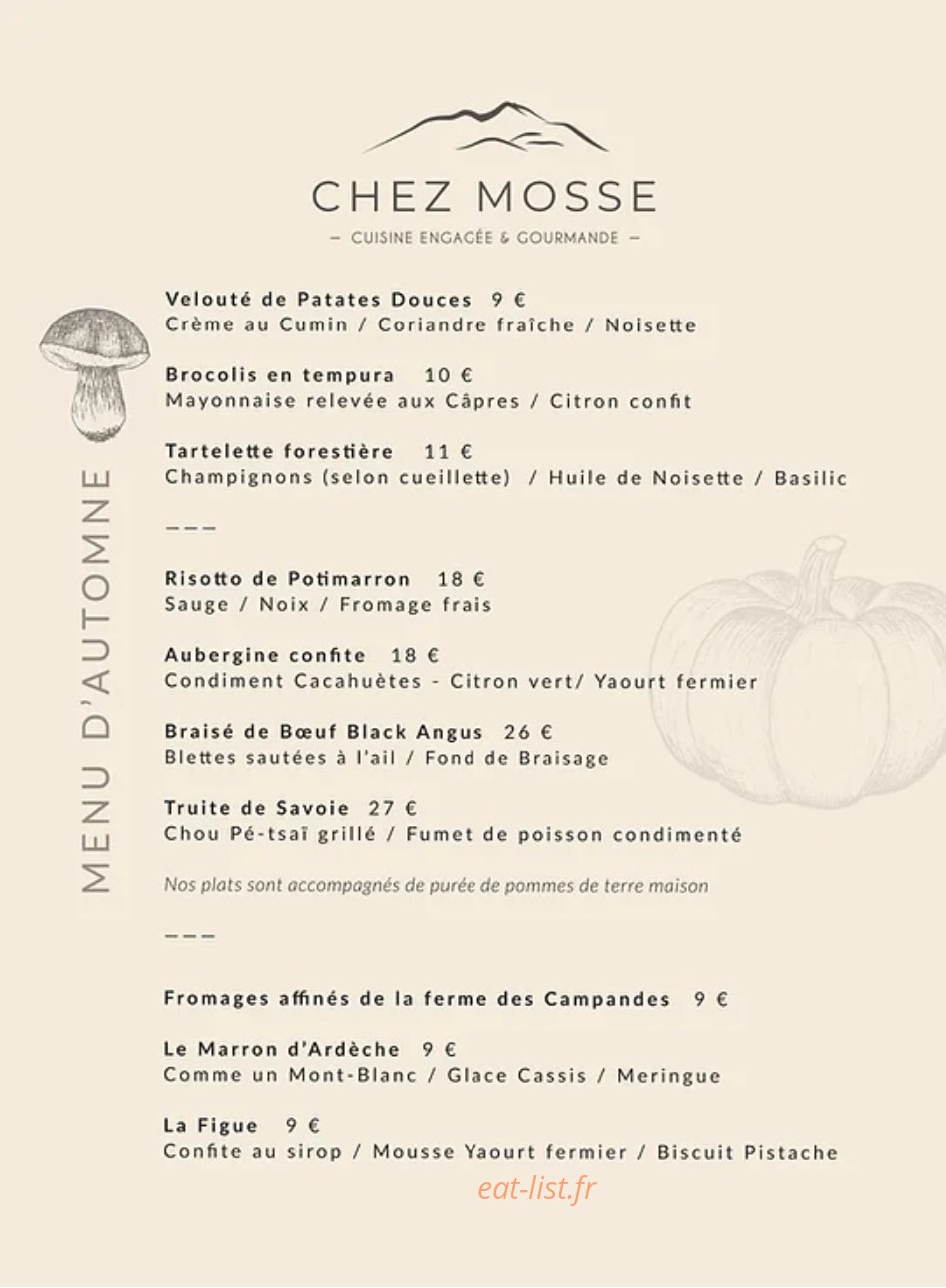 Chez Mosse — carte page 1