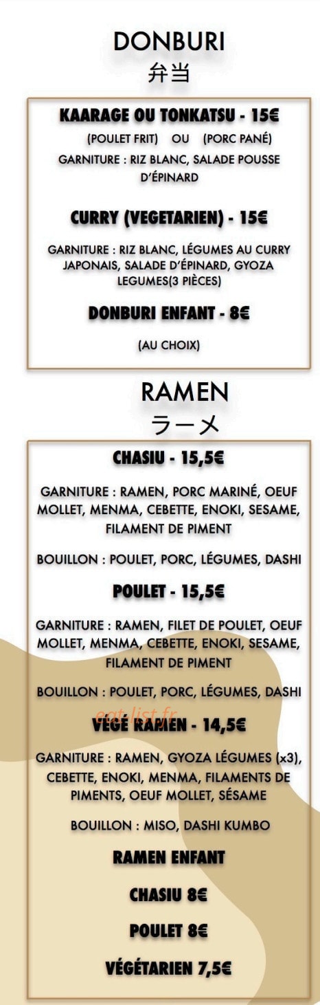 Bistro Tokyo — carte page 2