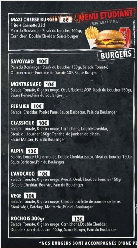 Burger Rochois — carte page 3