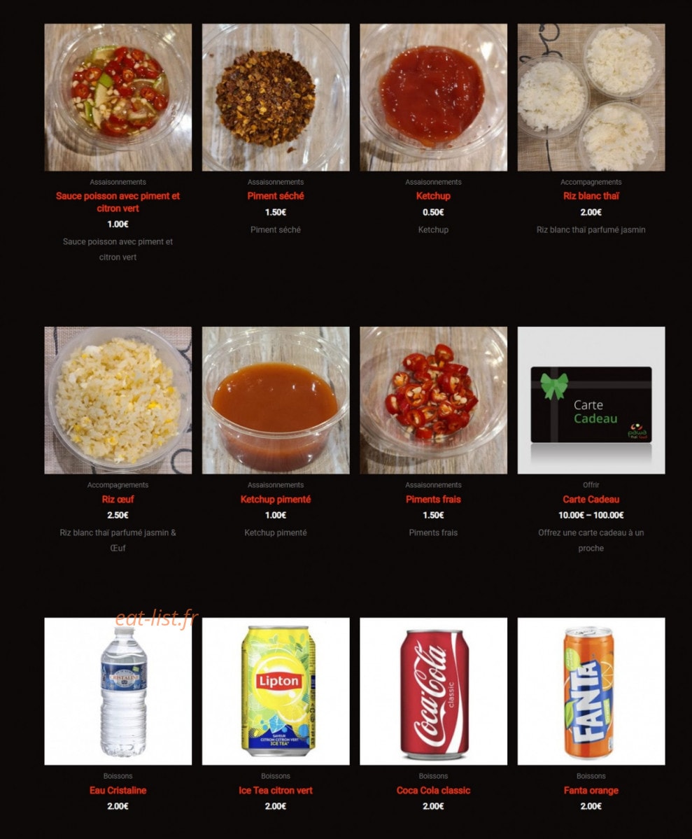 Pawa Thaï Food — carte page 2