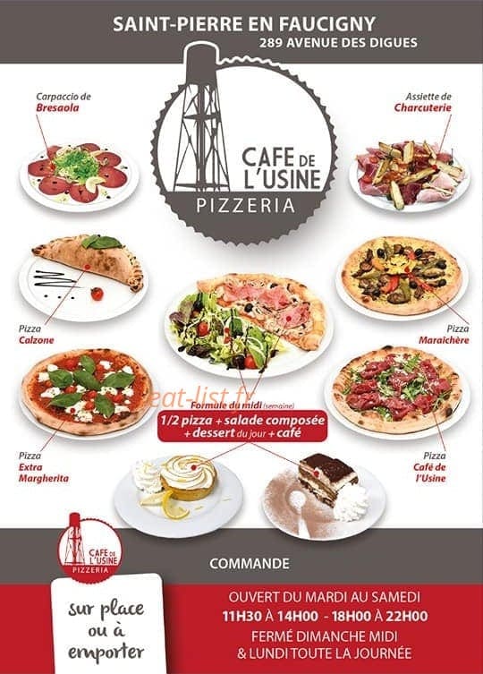 Carte et menu Café de l’usine Saint Pierre en Faucigny