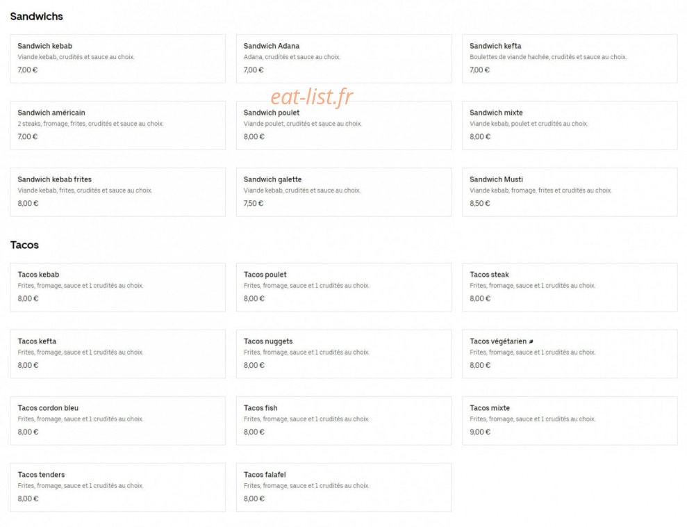 Musti Kebab — carte page 4