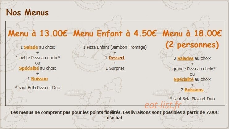 Bella Pizza — carte page 9