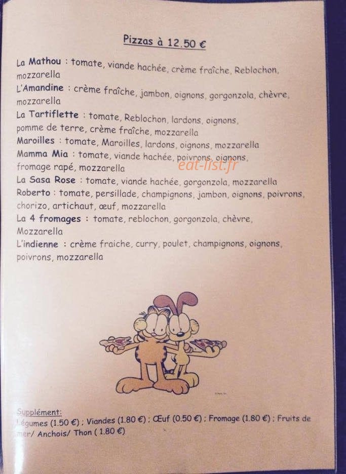 Carte et menu de Le Chablaisien "Chez Tonio" à Bons en Chablais — Les pizzas à 12.50€