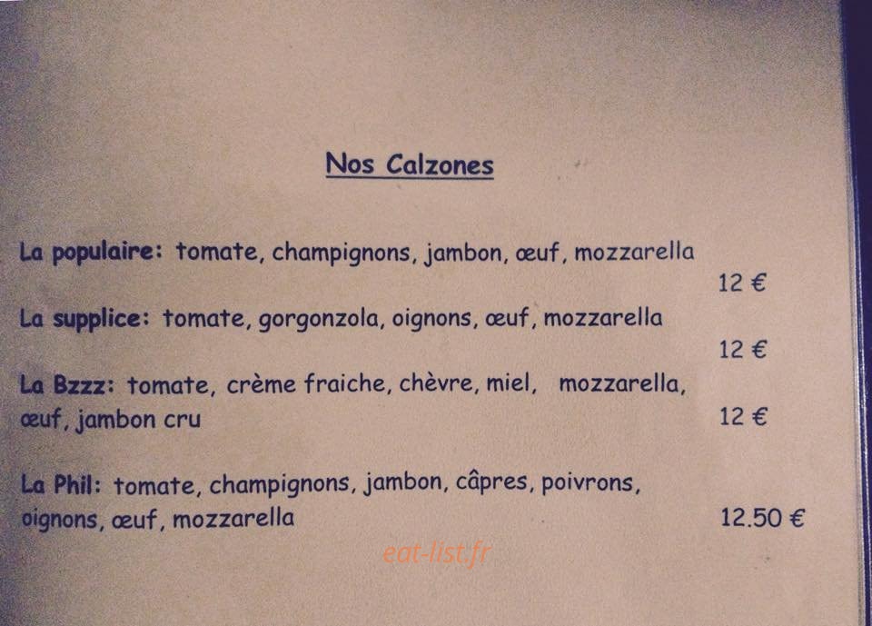 Carte et menu de Le Chablaisien "Chez Tonio" à Bons en Chablais — les calzones
