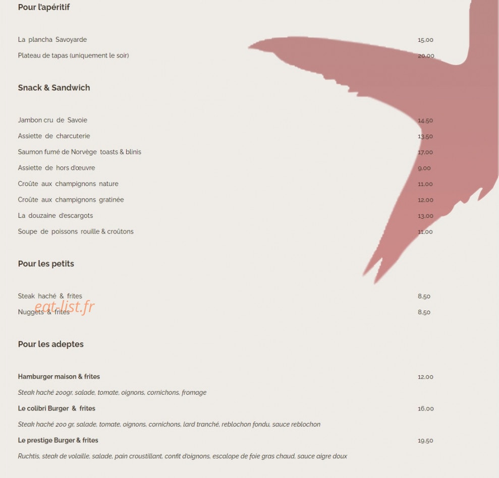 Le Colibri — carte page 1