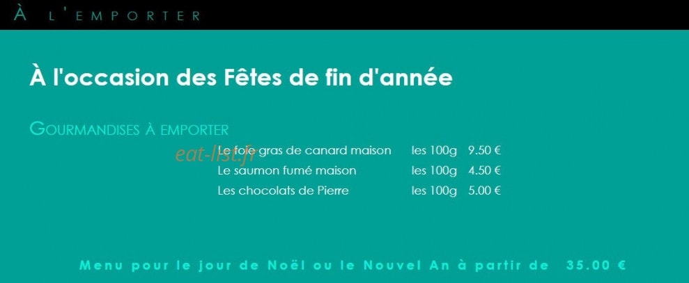 Carte et menu de Auberge de la Rôtisserie du Fier à Seyssel — menu à emporter