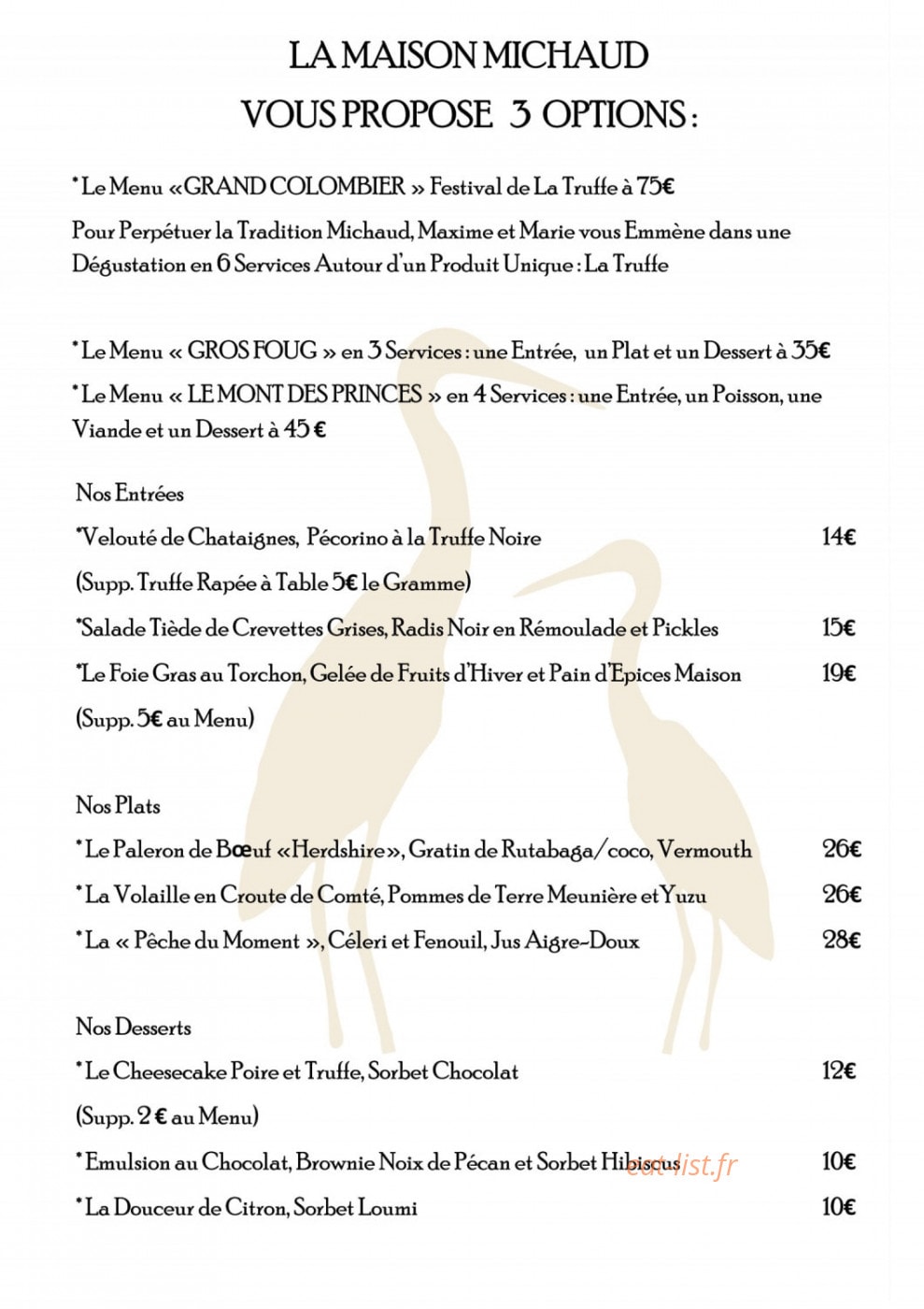 La Maison Michaud — carte page 2