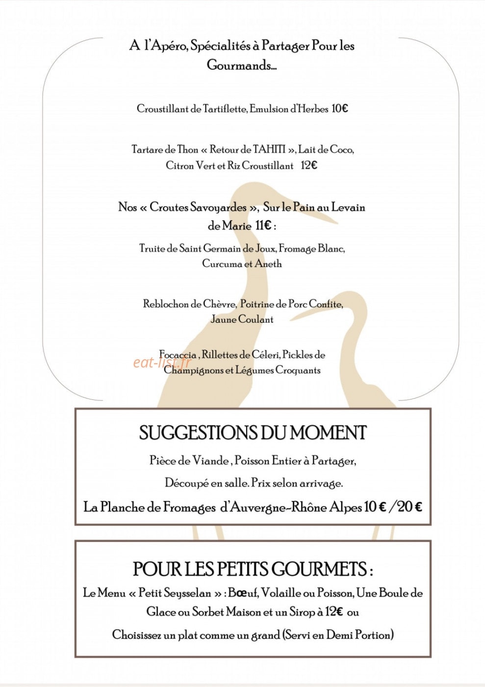 La Maison Michaud — carte page 1