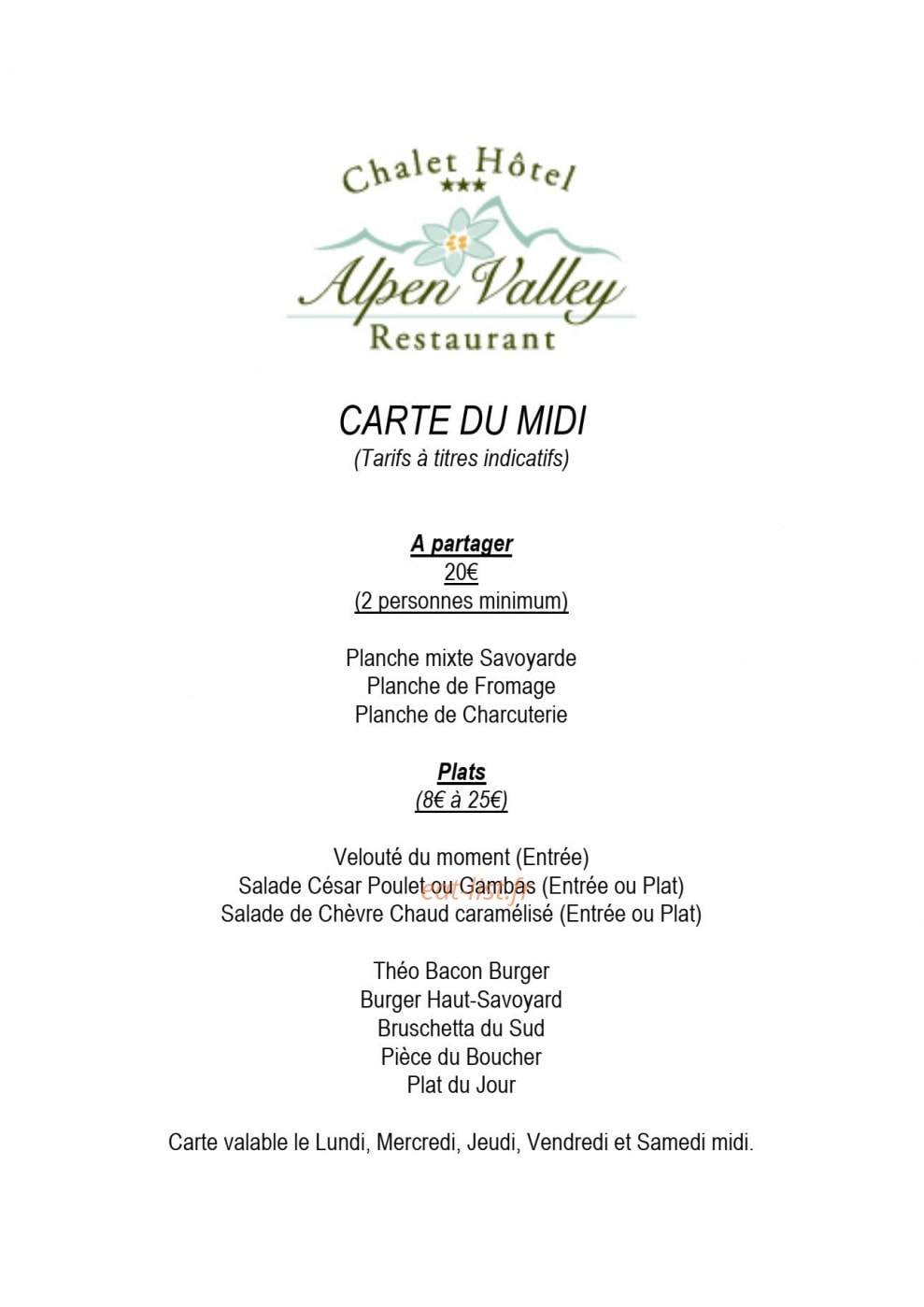 Alpen Valley — carte page 1