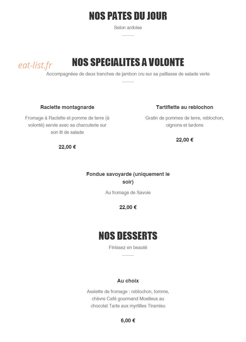 La Taverne — carte page 2