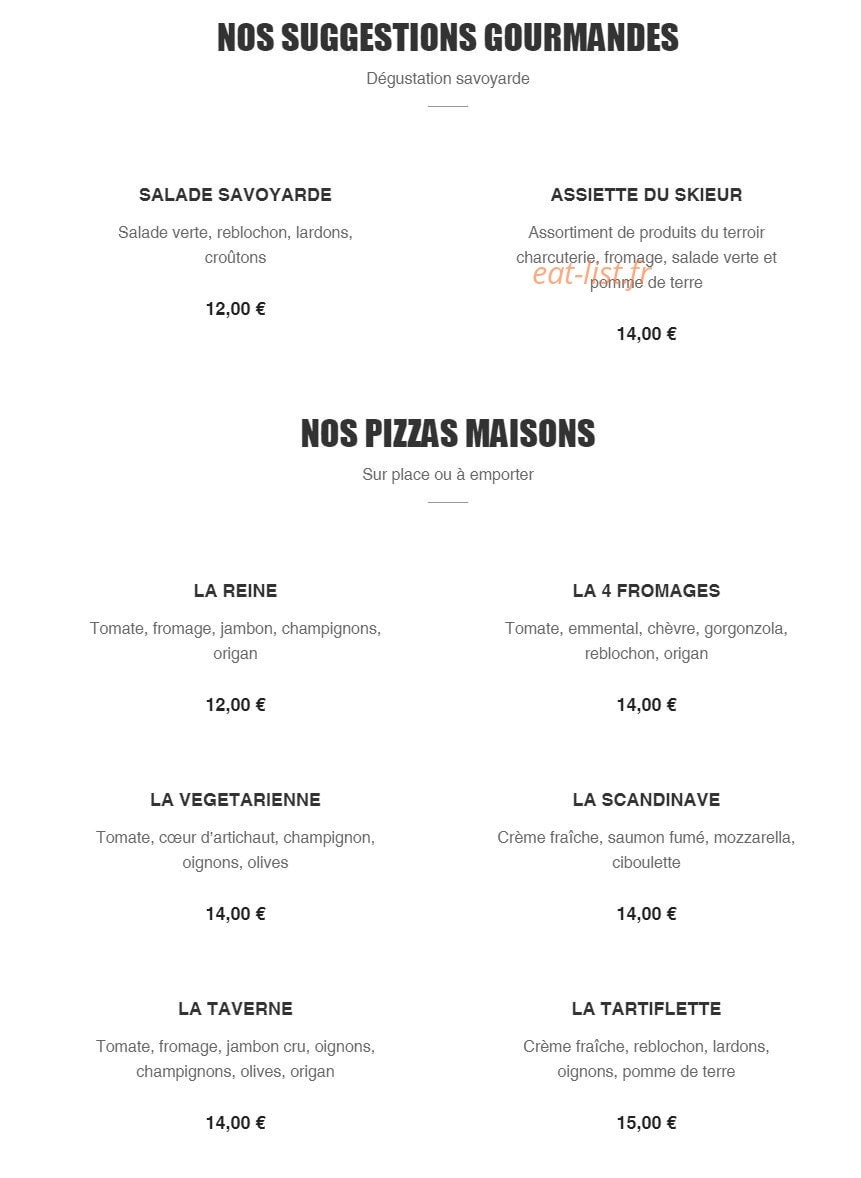 La Taverne — carte page 1