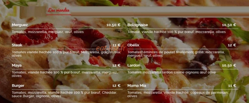 Passion Pizza — carte page 2