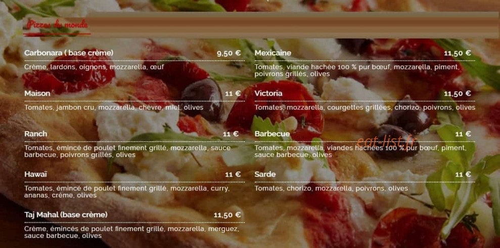 Passion Pizza — carte page 7