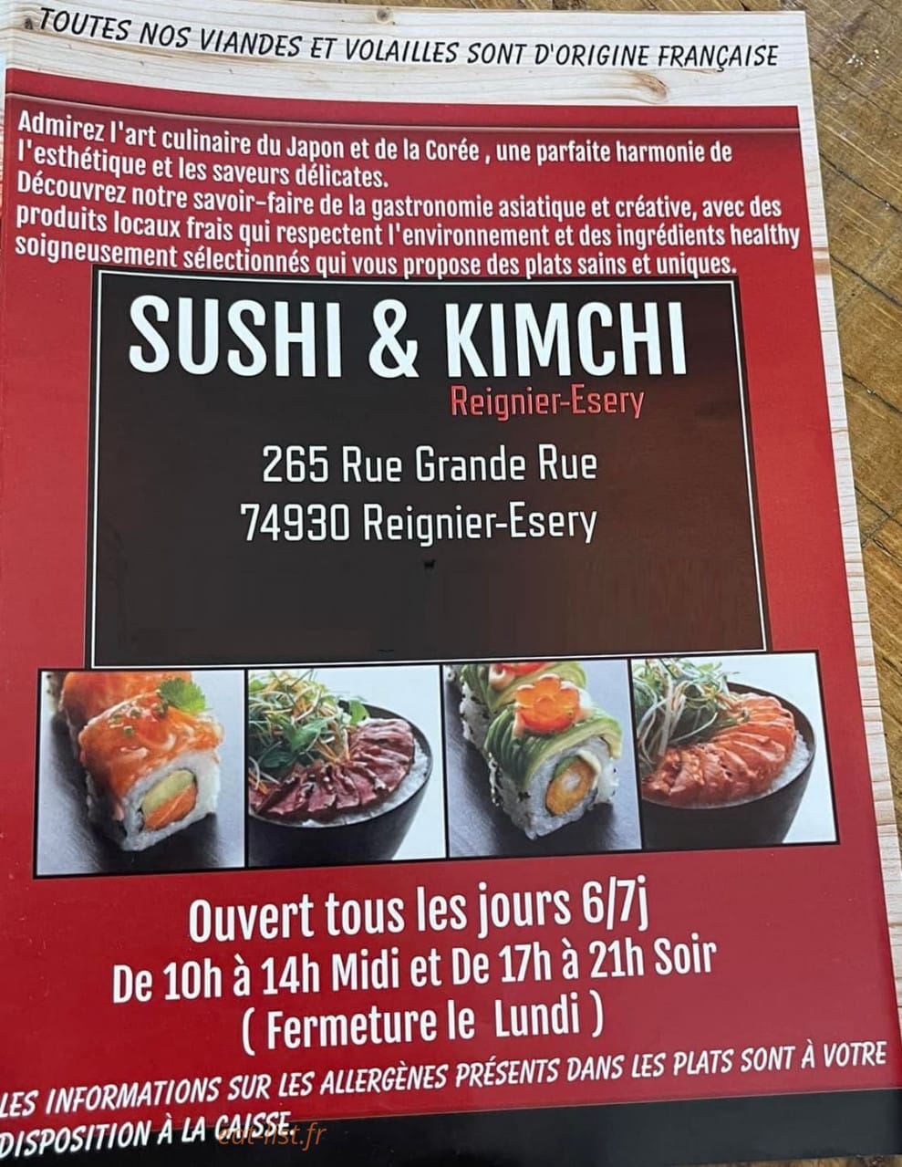 Sushi Kimchi — carte page 1