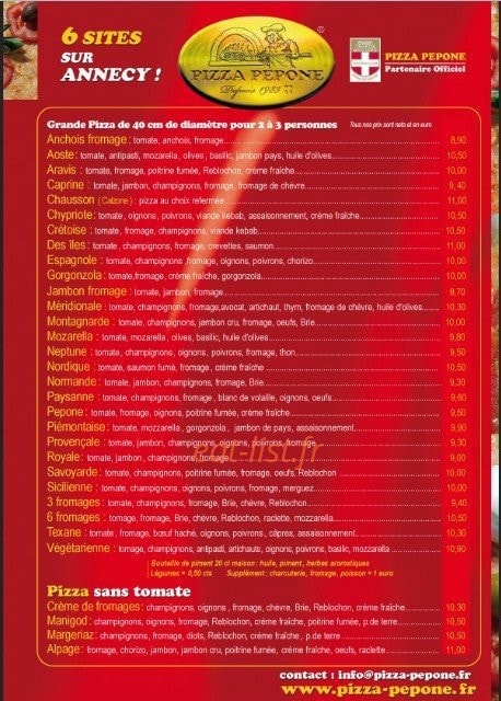 pizza pepone annecy le vieux carte Pizza Pepone à Annecy Le Vieux, carte menu et photo