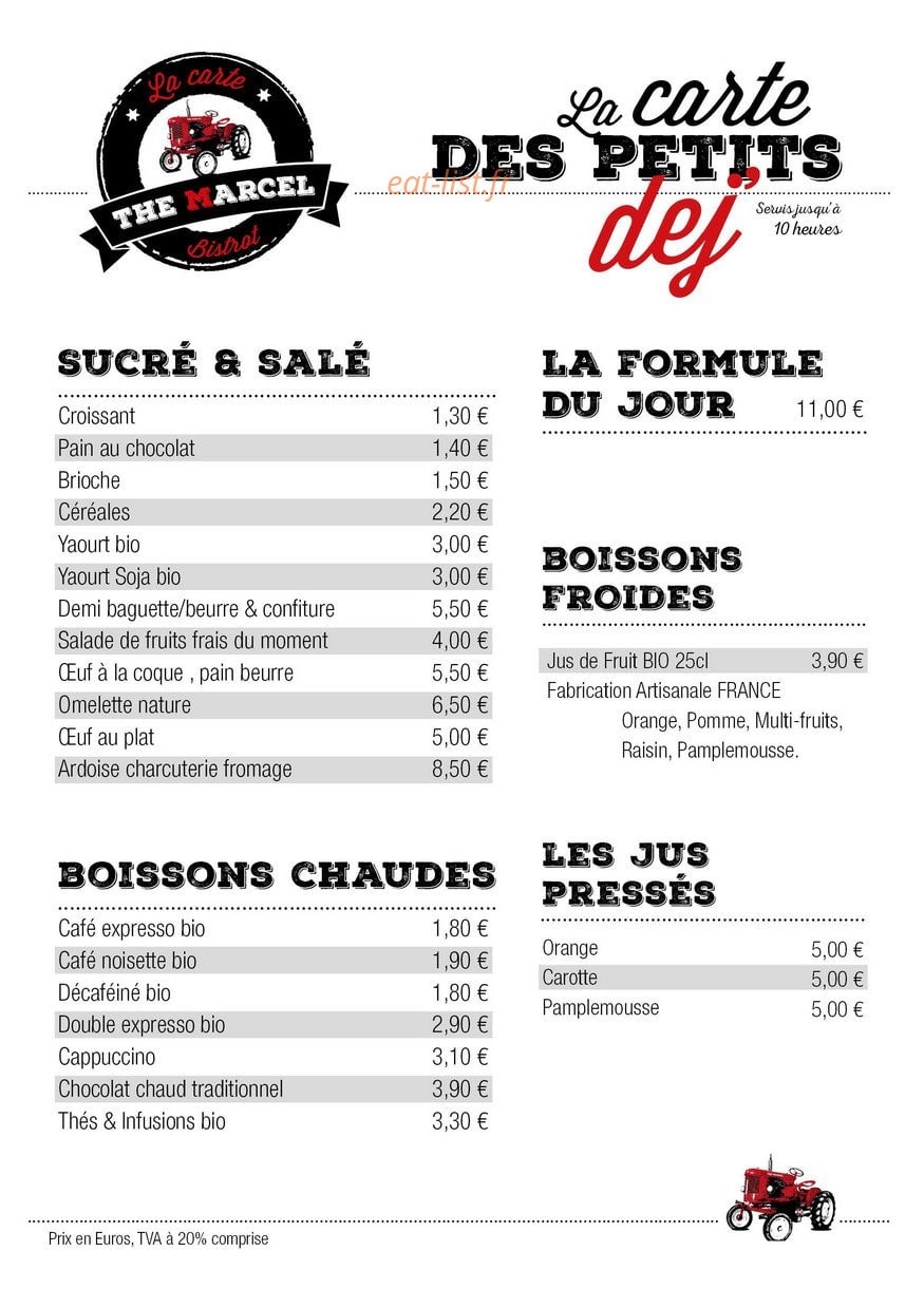 The Marcel — carte page 1
