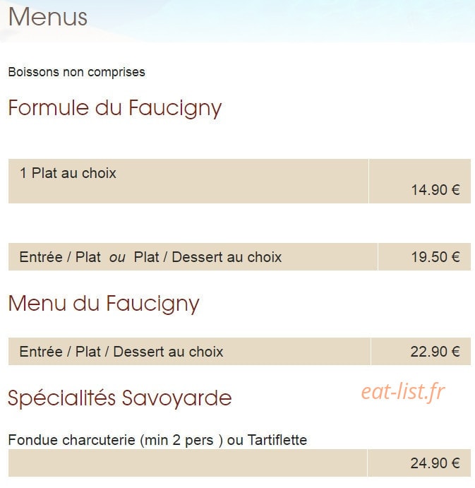 Restaurant Du Faucigny — carte page 2