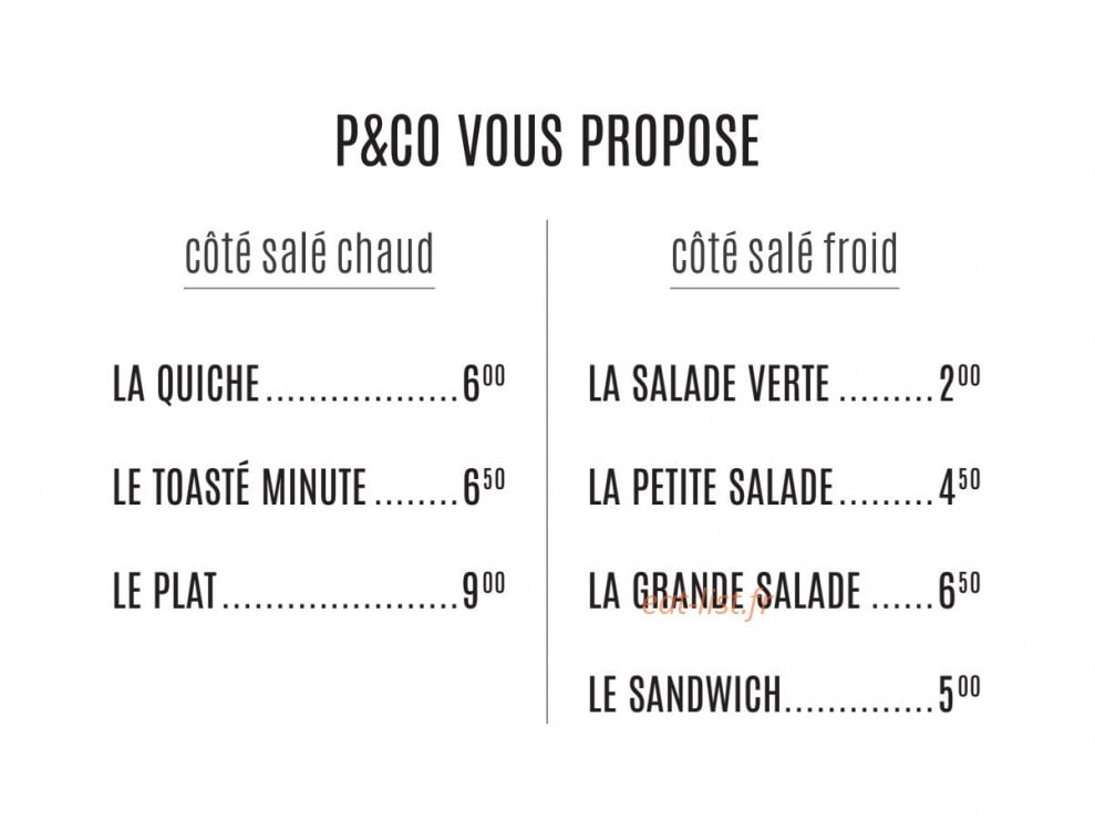 P&Co — carte page 2