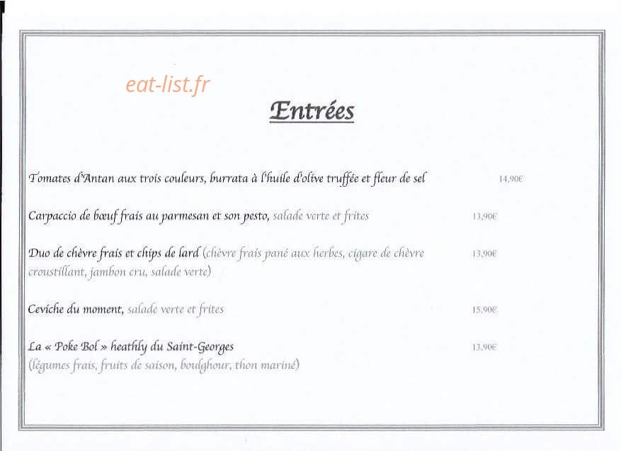 Le Saint Georges — carte page 1