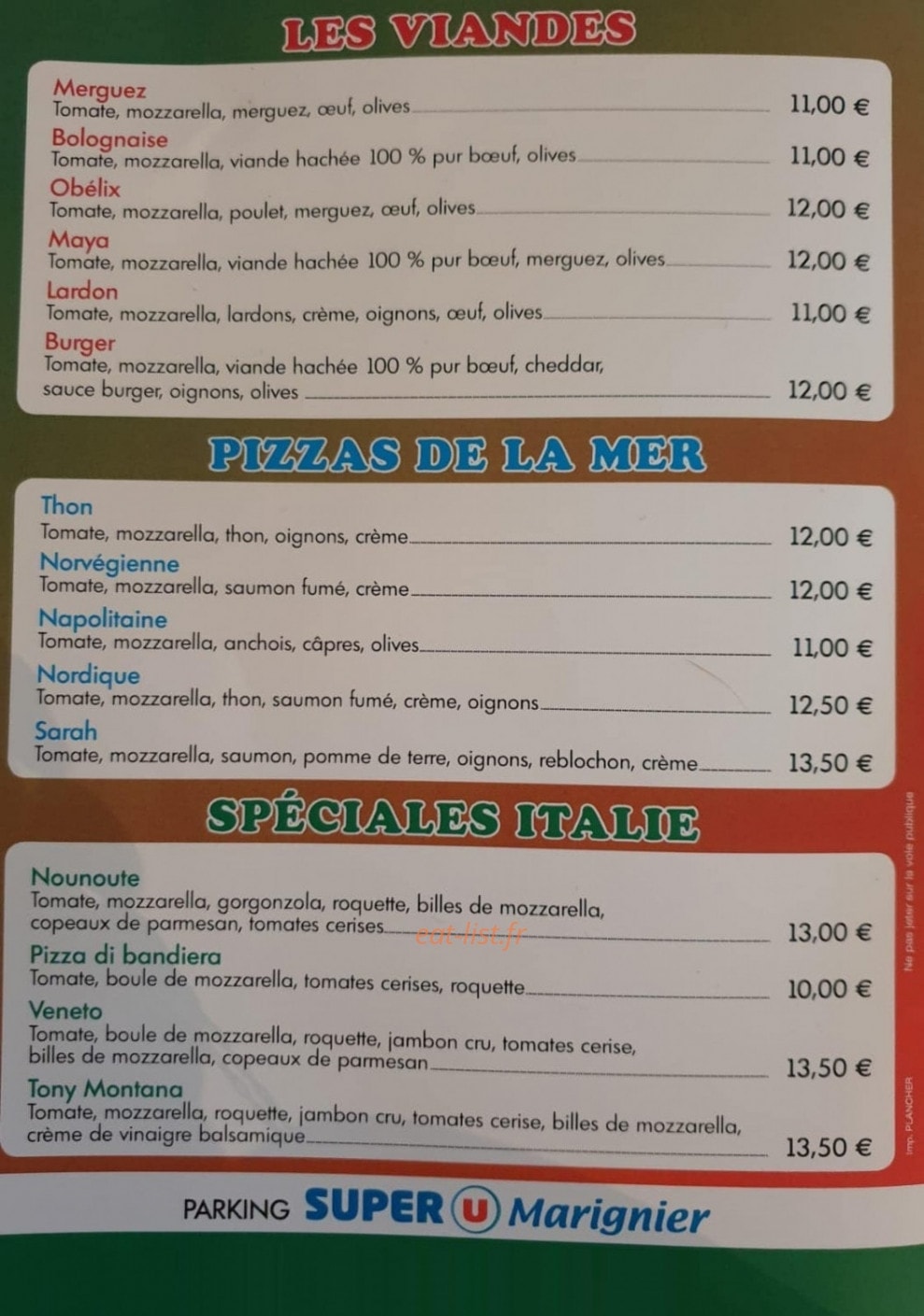 Pizza Les Clus — carte page 4