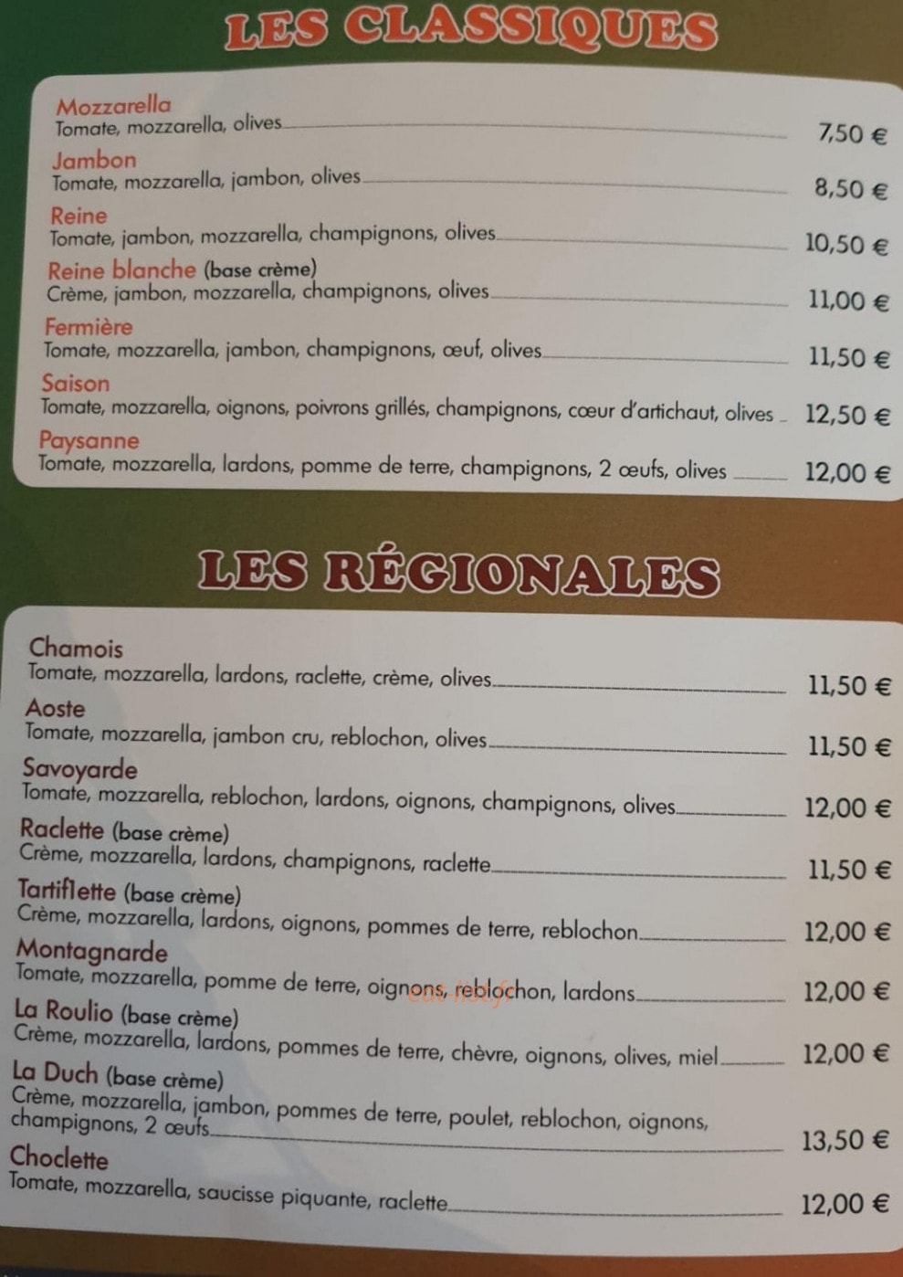 Pizza Les Clus — carte page 2