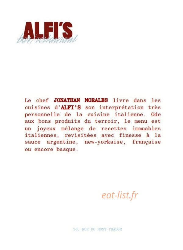 Alfi's — carte page 2