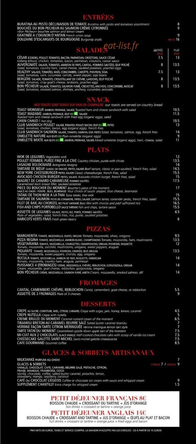 Au Bon Pêcheur — carte page 1