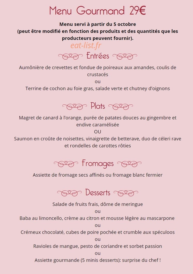 Au Chapelier Gourmand — carte page 2